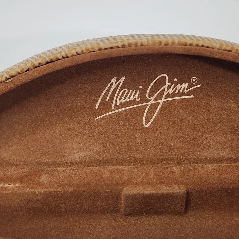 Maui Jim Sunglass EYEGLASS CASE Only Faux Bamboo Basket Weave Hard Clamshell